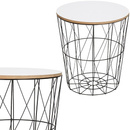 Stolik kawowy loft, kosz metalowy industrialny 35 cm czarny, biały blat