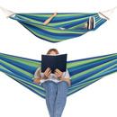 Hamak jednoosobowy 190x150 cm bujak ogrodowy do 200kg niebiesko-zielone pasy