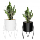 Stojak na kwiaty 2 szt. z doniczką nowoczesny kwietnik loft 22, 19 cm czarny, biały
