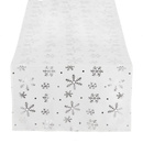 Bieżnik na stół 183x35cm obrus świąteczny ze śnieżynkami biały
