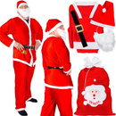 Strój Mikołaja welurowy z workiem, kostium 7 elementów czerwony