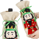 Pokrowiec na butelkę dziadek do orzechów, świąteczne etui na wino beżowe