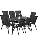 Zestaw mebli ogrodowych stół i krzesła metalowe 8 szt. czarne komplet ogrodowy