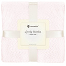 Narzuta na łóżko, pled 160x200 cm dwustronny, tłoczony koc na kanapę pudrowy róż zygzak