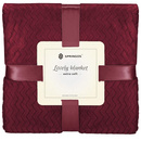 Narzuta na łóżko, koc 130x180 cm pled bordowy, dwustronny, tłoczony na kanapę zygzak