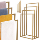 Wieszak łazienkowy na ręczniki, 96 cm metalowy stojak wolnostojący 4-ramienny, złoty